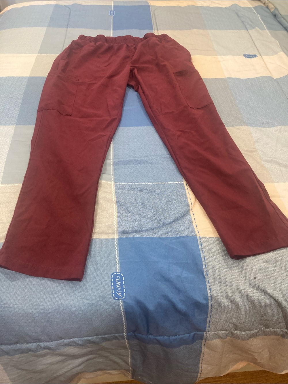 Men's Maroon Cargo Pants with Elastic Waist